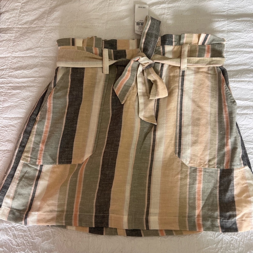 American Eagle Outfitters Striped Mini Skirt - Green, Tan, Pink